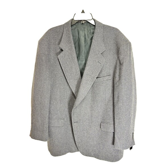 Mens Sport Suit Top  Alexander Lloyd dark gray Blazer herringbone 100% wool 52 R - Picture 1 of 7